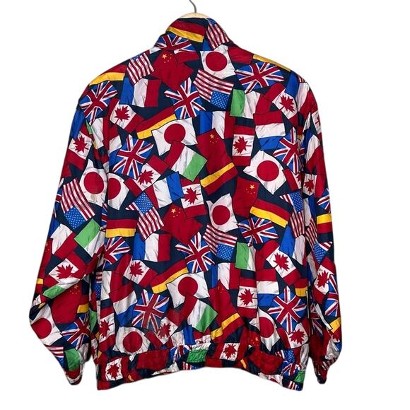 Lavon Petite Women’s World Flags 100% Silk Vintage 90s Y2K Windbreaker Sz PM - Picture 3 of 10